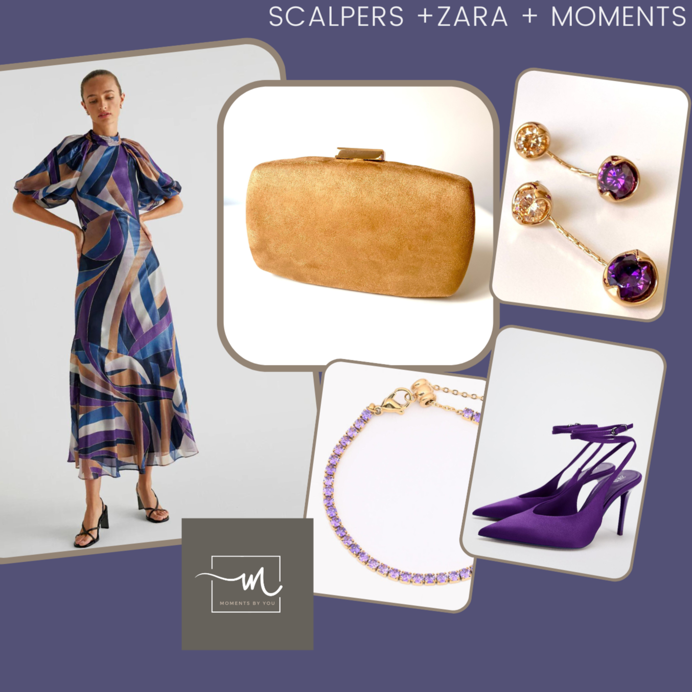 Pulsera acero inoxidable brillis morada - Moments by You