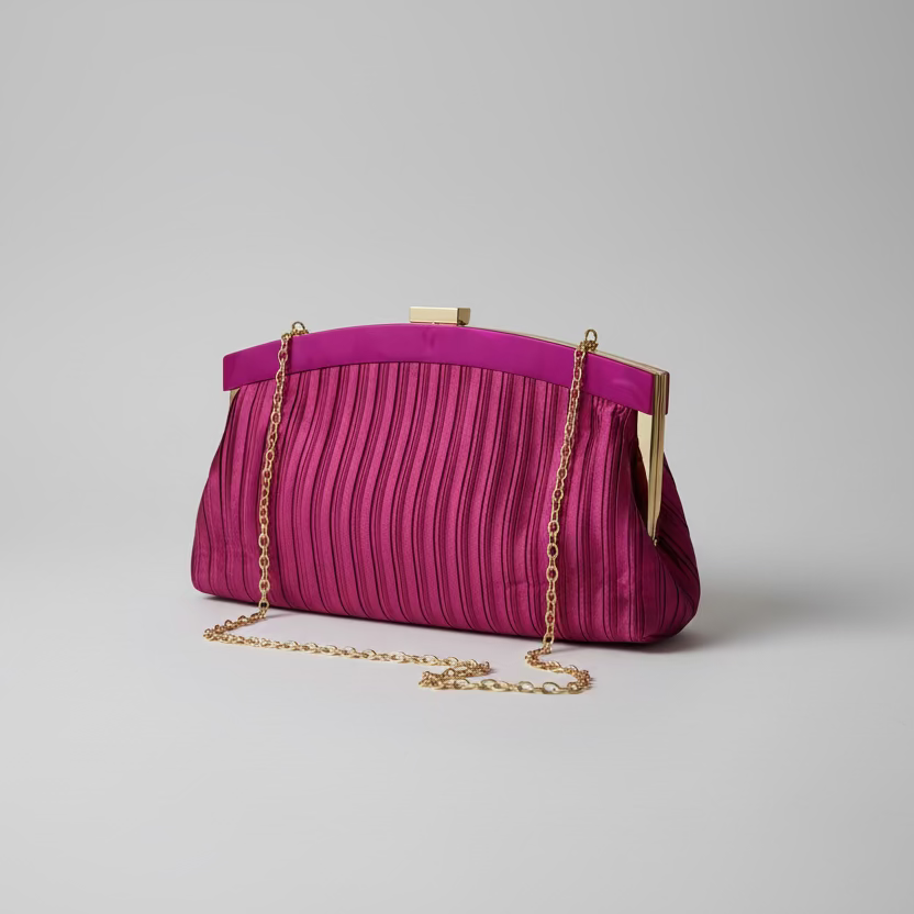 Bolso fiesta clutch buganvilla con textura plisada y mango marmolado - Moments by You