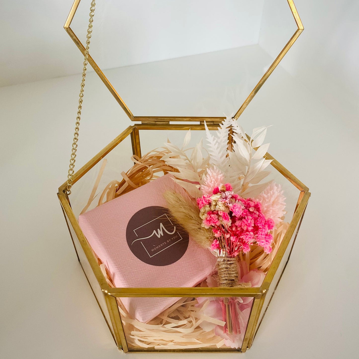 Large golden jewelry box - dried flowers