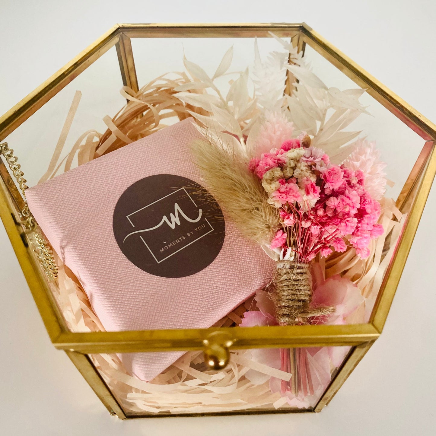 Large golden jewelry box - dried flowers