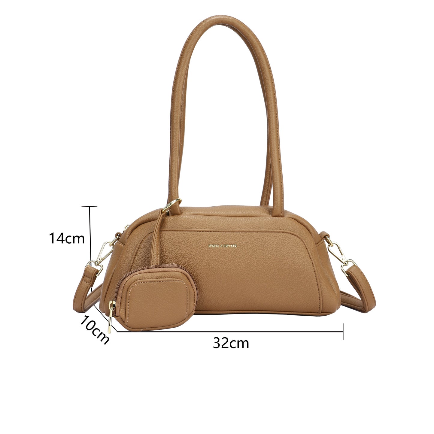Bolso teckel alargado con detalle de pañuelo de rombos y efecto cocodrilo color taupé - mbyou