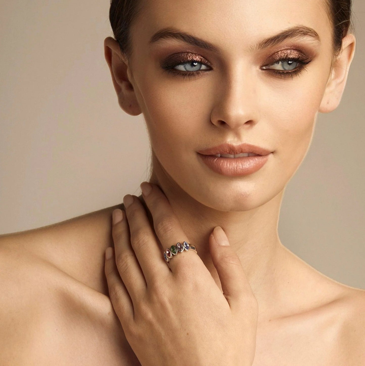 Anillo Navet plata S925 cristal Swarovski colores variados acabado plata - mbyou