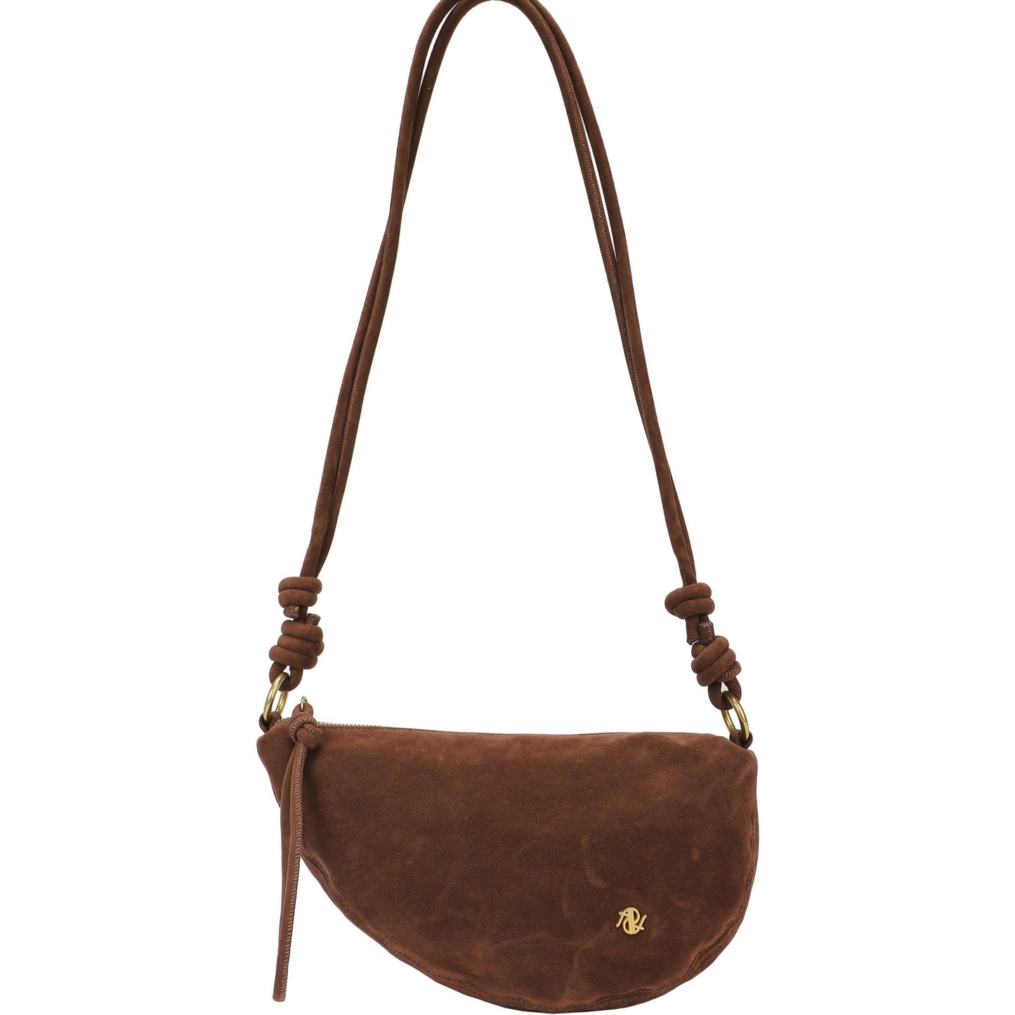 Bolso tipo bandolera media luna ligero efecto piel de ante color camel - mbyou