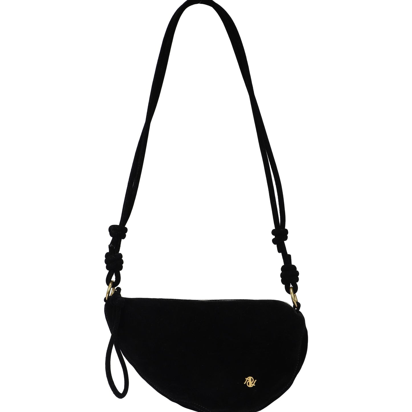 Bolso tipo bandolera media luna ligero efecto piel de ante color negro - mbyou