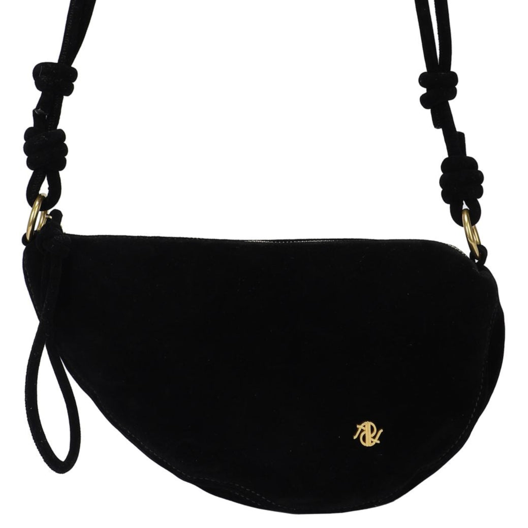 Bolso tipo bandolera media luna ligero efecto piel de ante color negro - mbyou