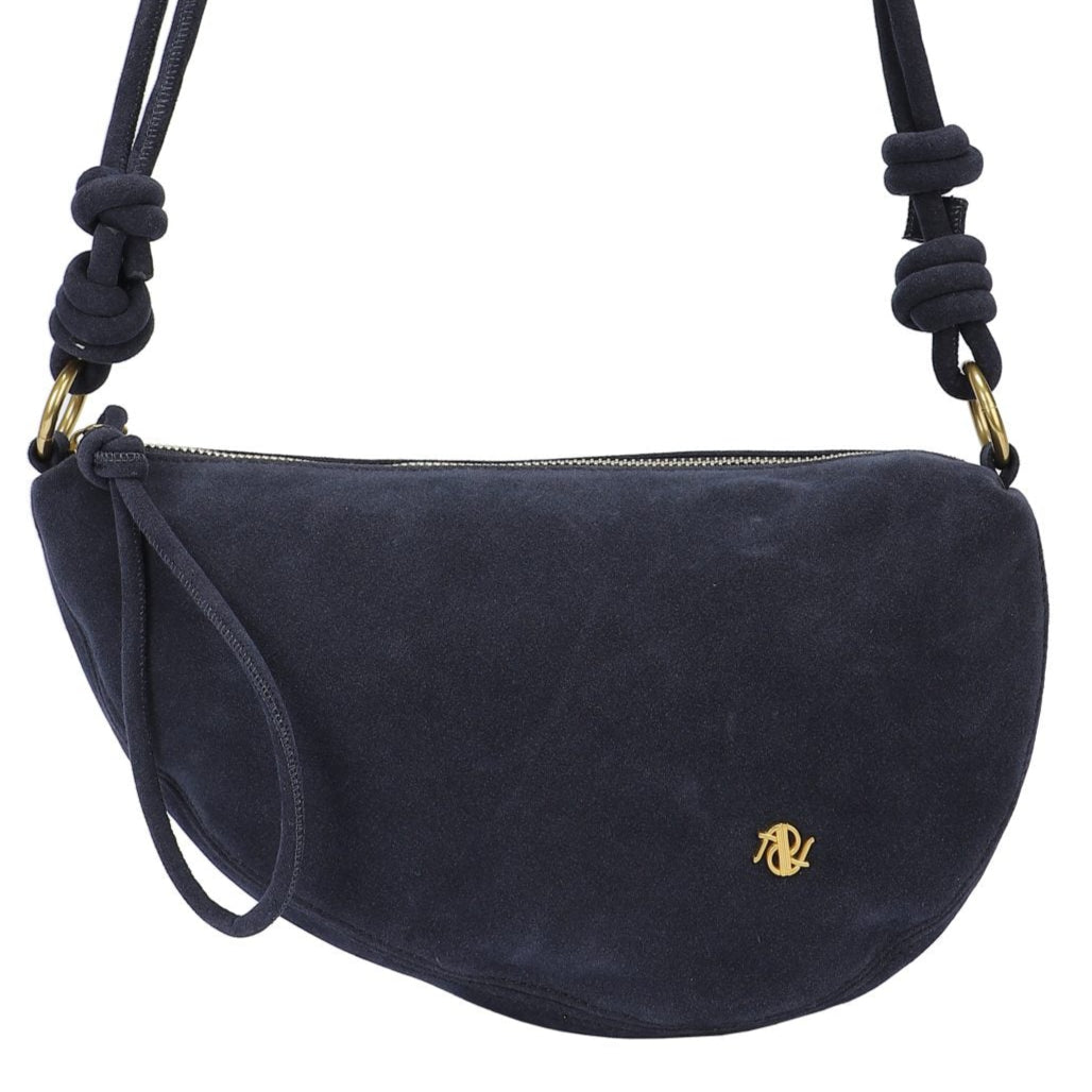 Bolso tipo bandolera media luna ligero efecto piel de ante color azul marino - mbyou