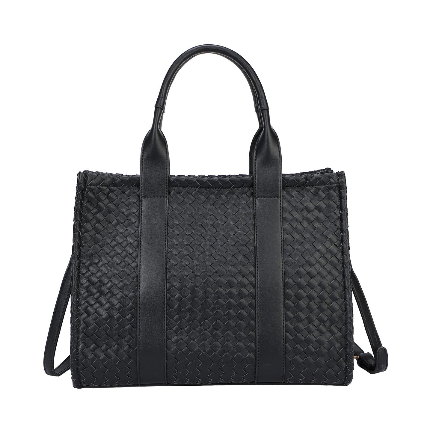 Bolso tote con bandolera trenzado y cierre cremallera color negro - mbyou
