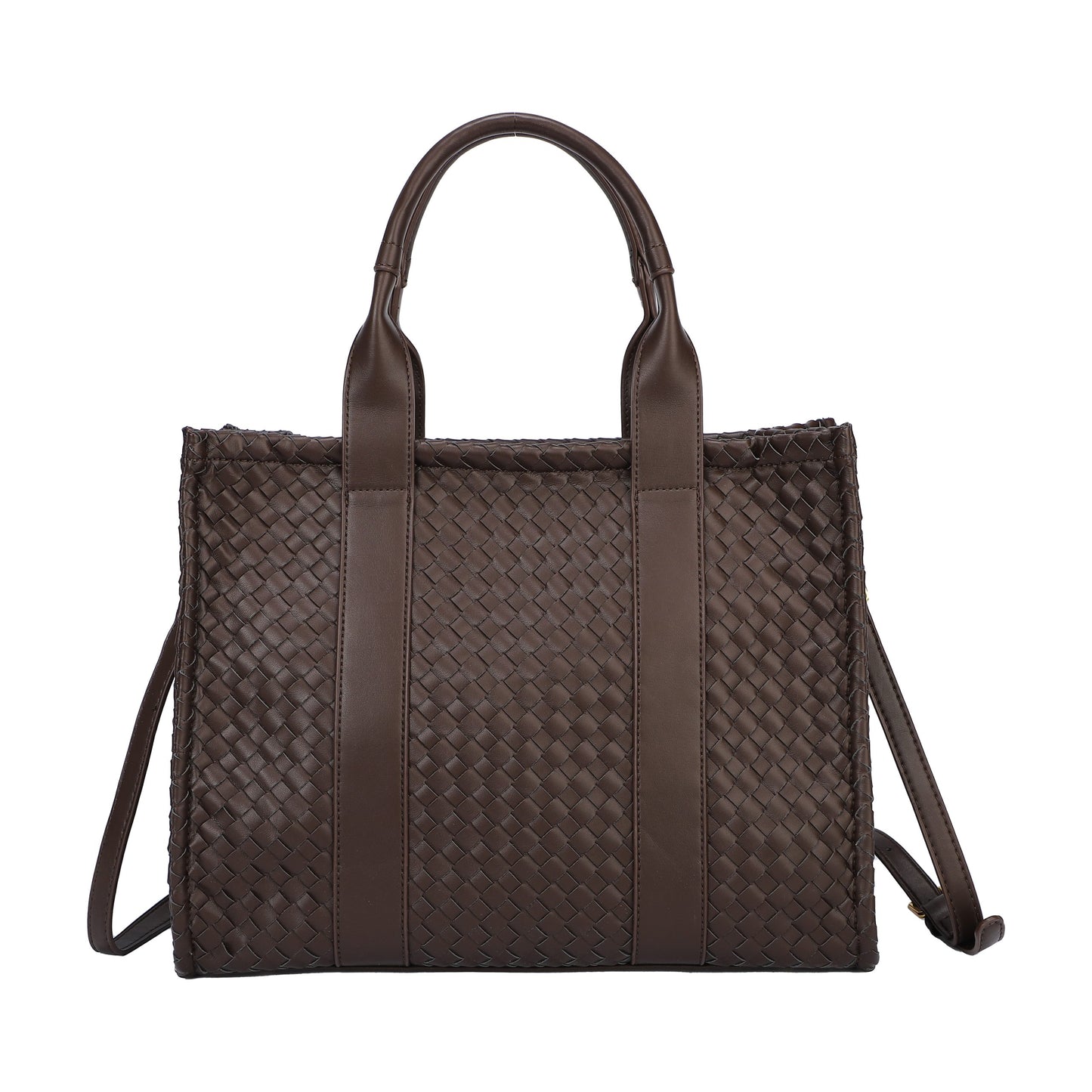 Bolso tote con bandolera trenzado y cierre cremallera color chocolate - mbyou