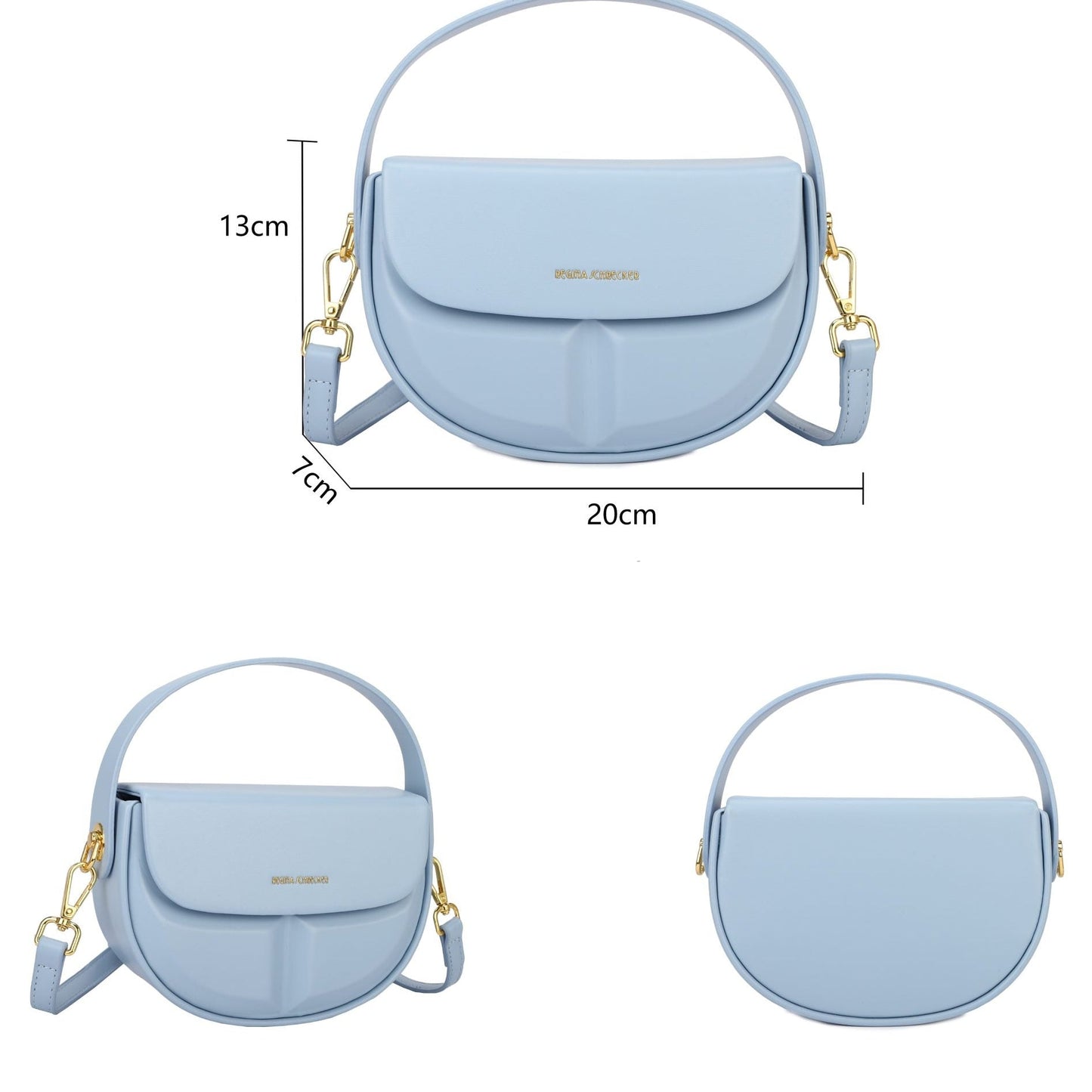 Bolso de mano y bandolera rígido con forma media luna y detalles geométricos color beige - mbyou