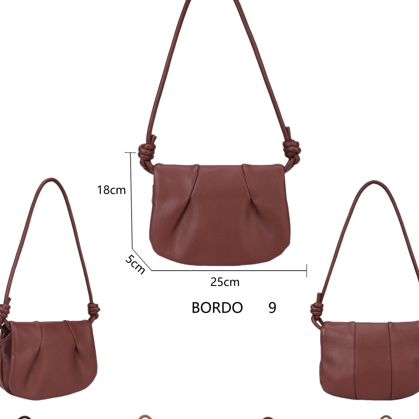 Bolso bandolera con solapa plisada y nudos color camel - mbyou