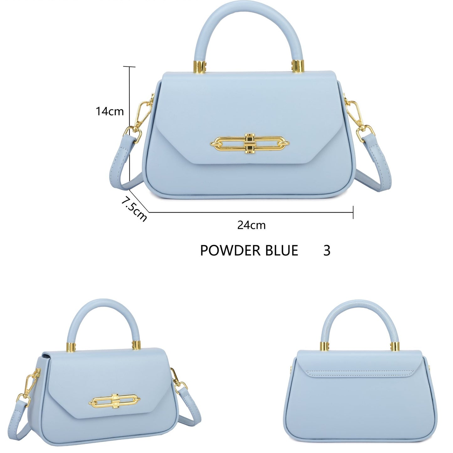 Bolso blanco con asa rígida y detalles en dorado - Moments by You