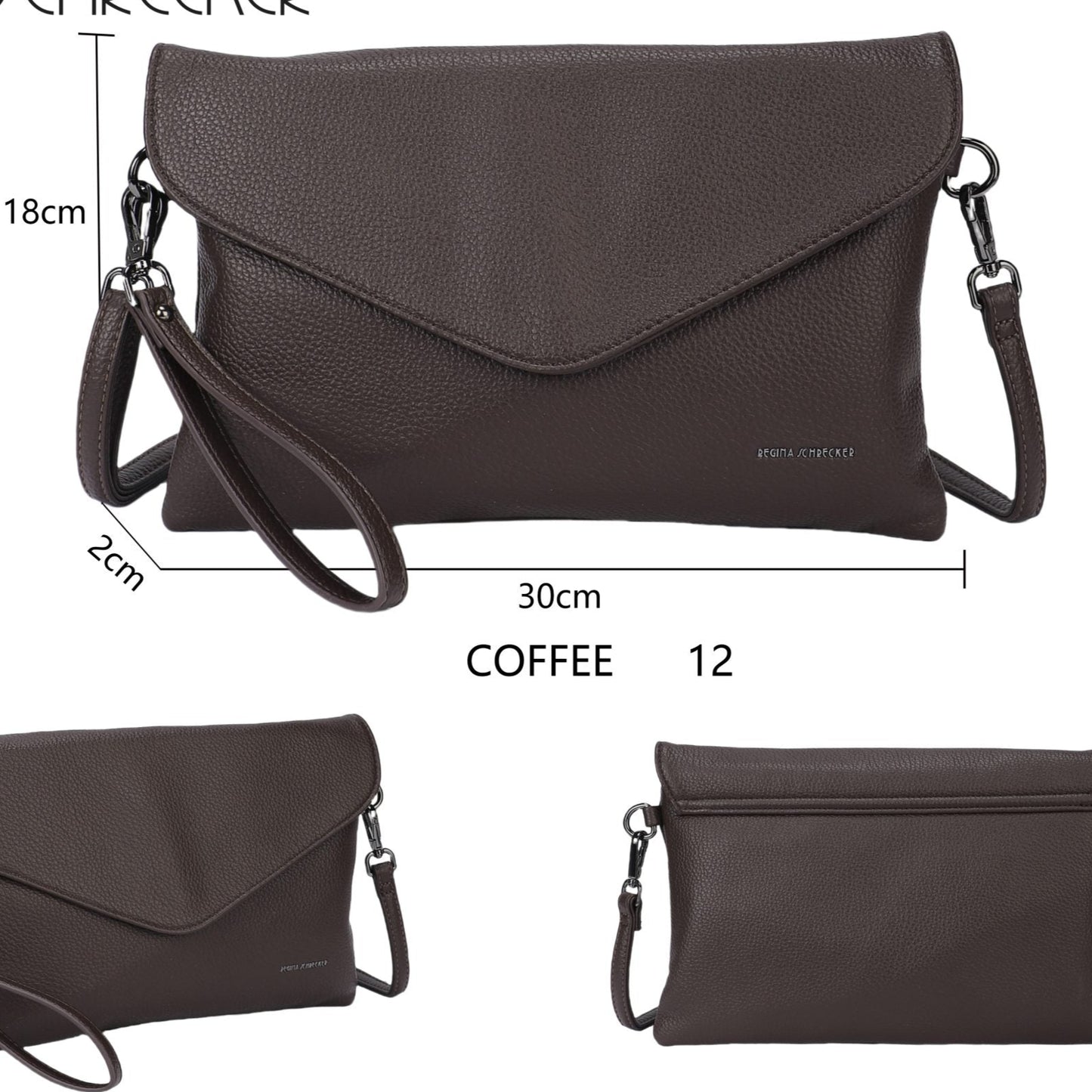Bolso tipo sobre básico con solapa triangular y bandolera color negro - mbyou