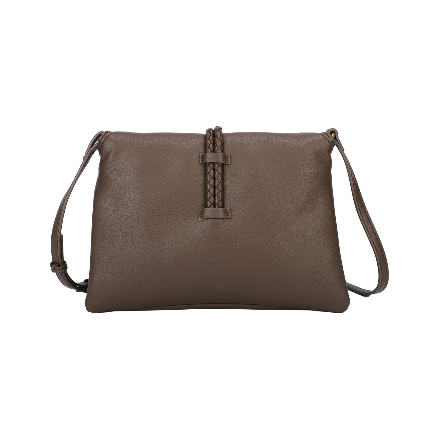 Bolso tipo sobre efecto piel con cierre trenzado color café - mbyou