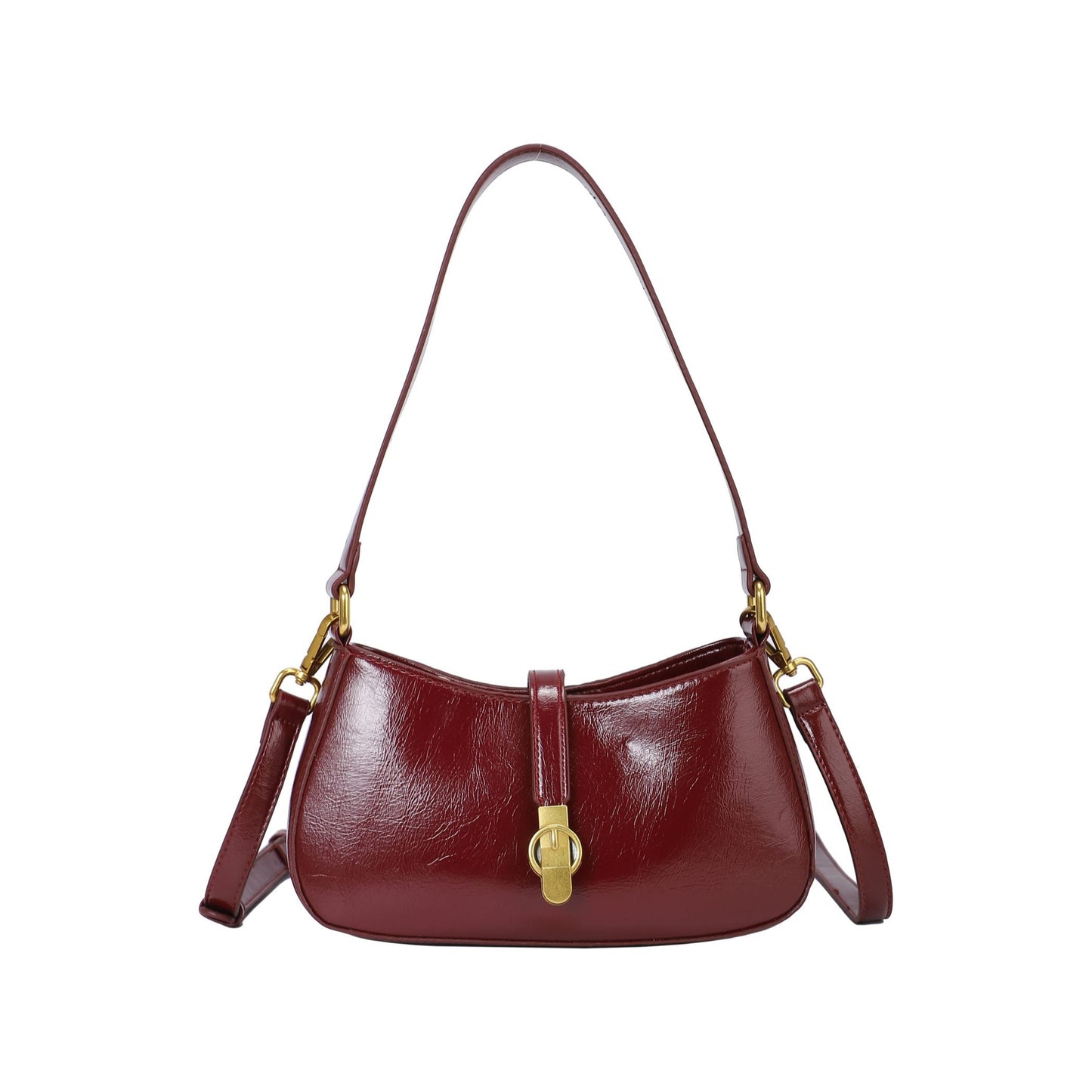 Bolso de mano pequeño efecto piel liso color burdeos - mbyou