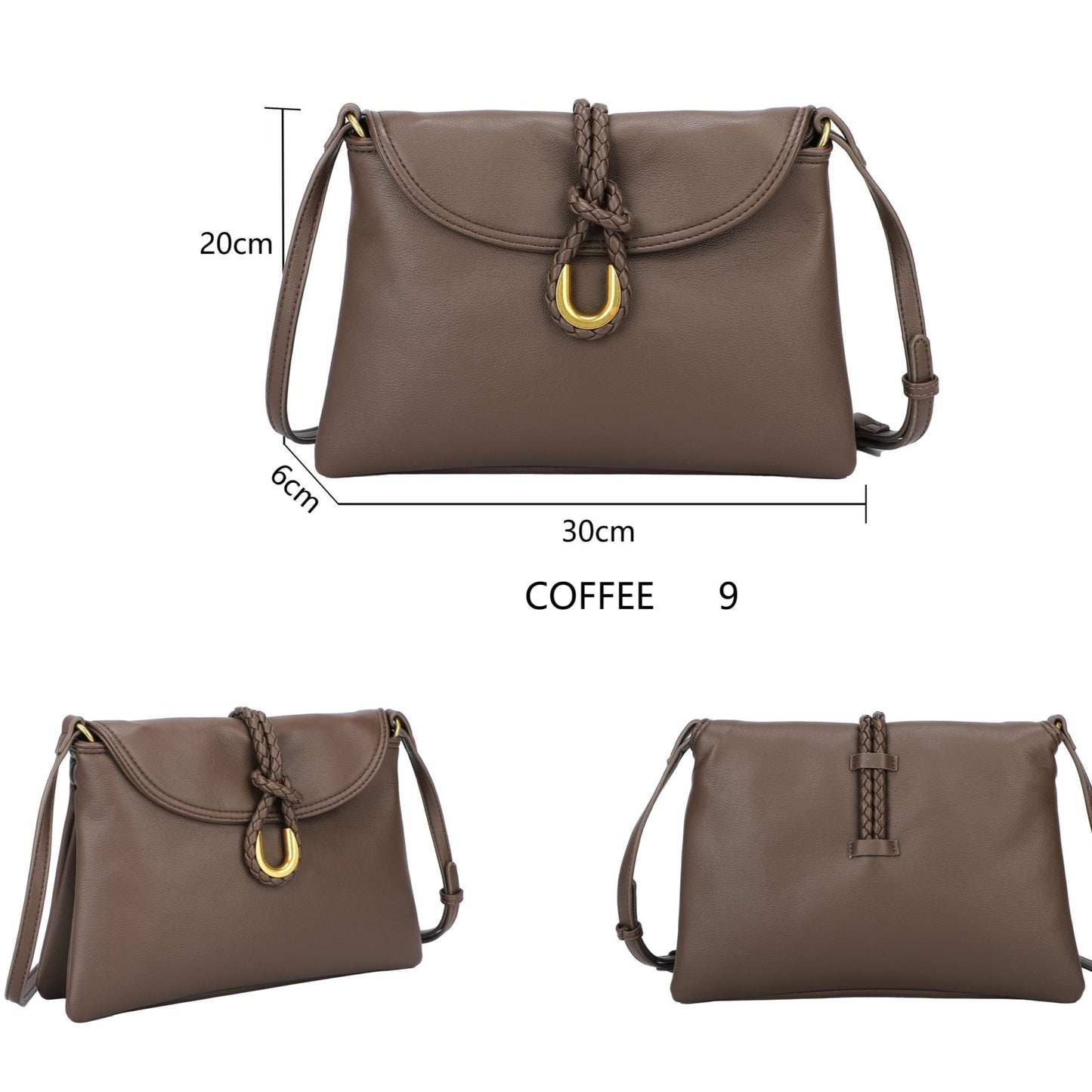 Bolso tipo sobre efecto piel con cierre trenzado color café - mbyou