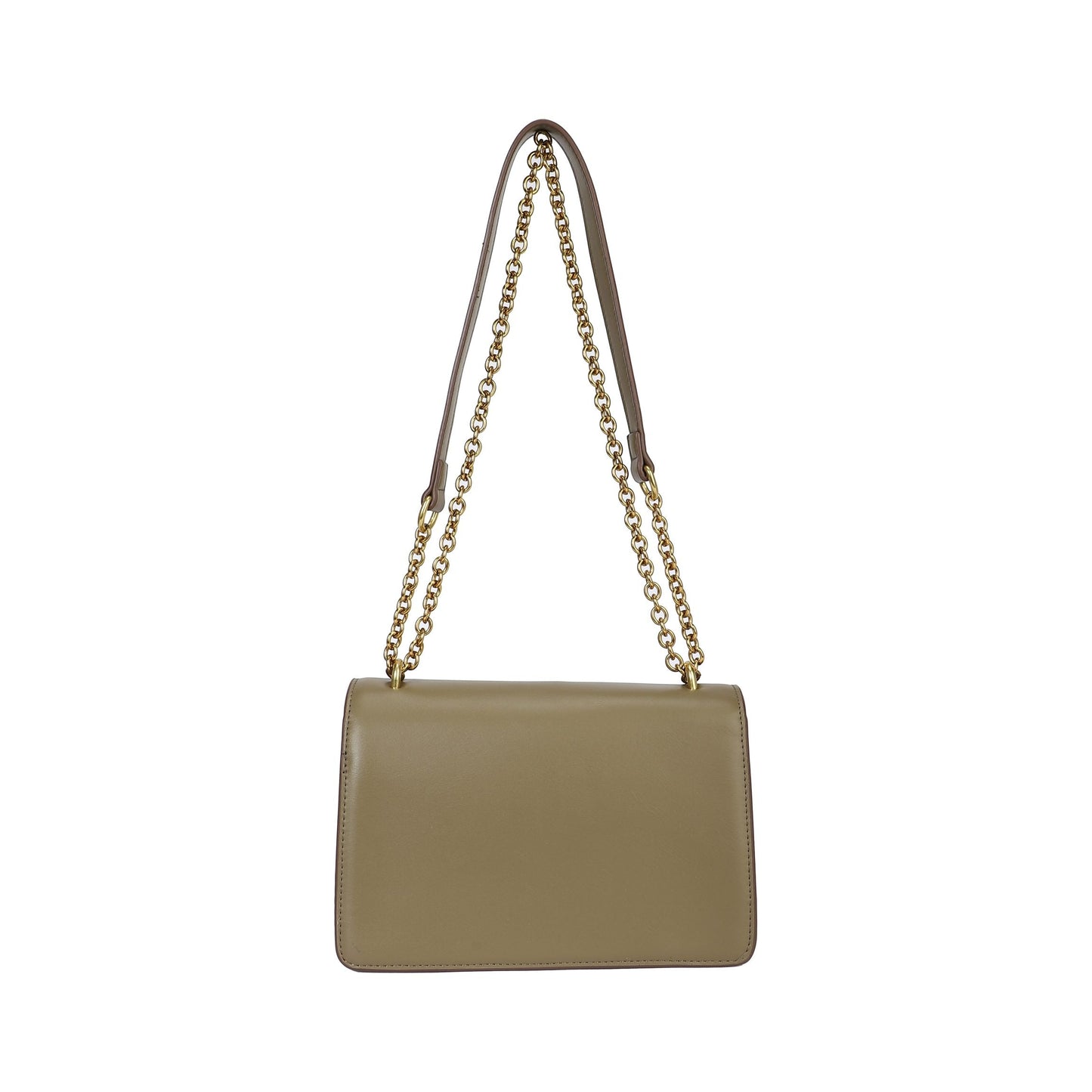 Bolso bandolera rígido con solapa y detalle de logo dorado color verde oliva - mbyou