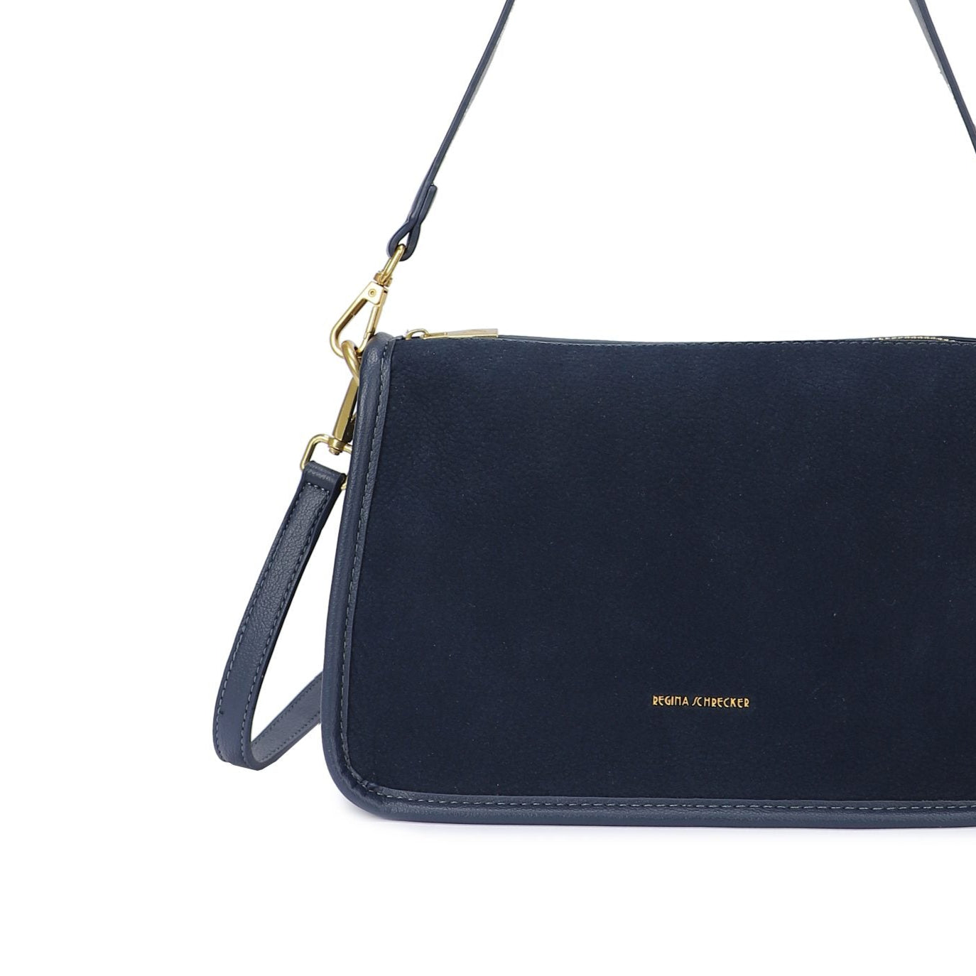 Bolso bandolera tipo ante con cierre de cremallera liso color azul marino - mbyou