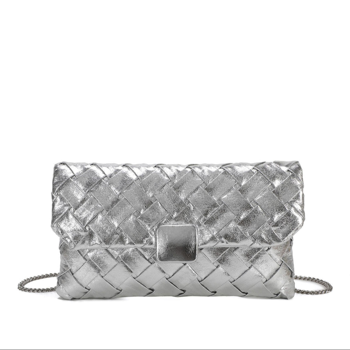 Sac à main pochette de soirée en satin noir avec bretelles croisées