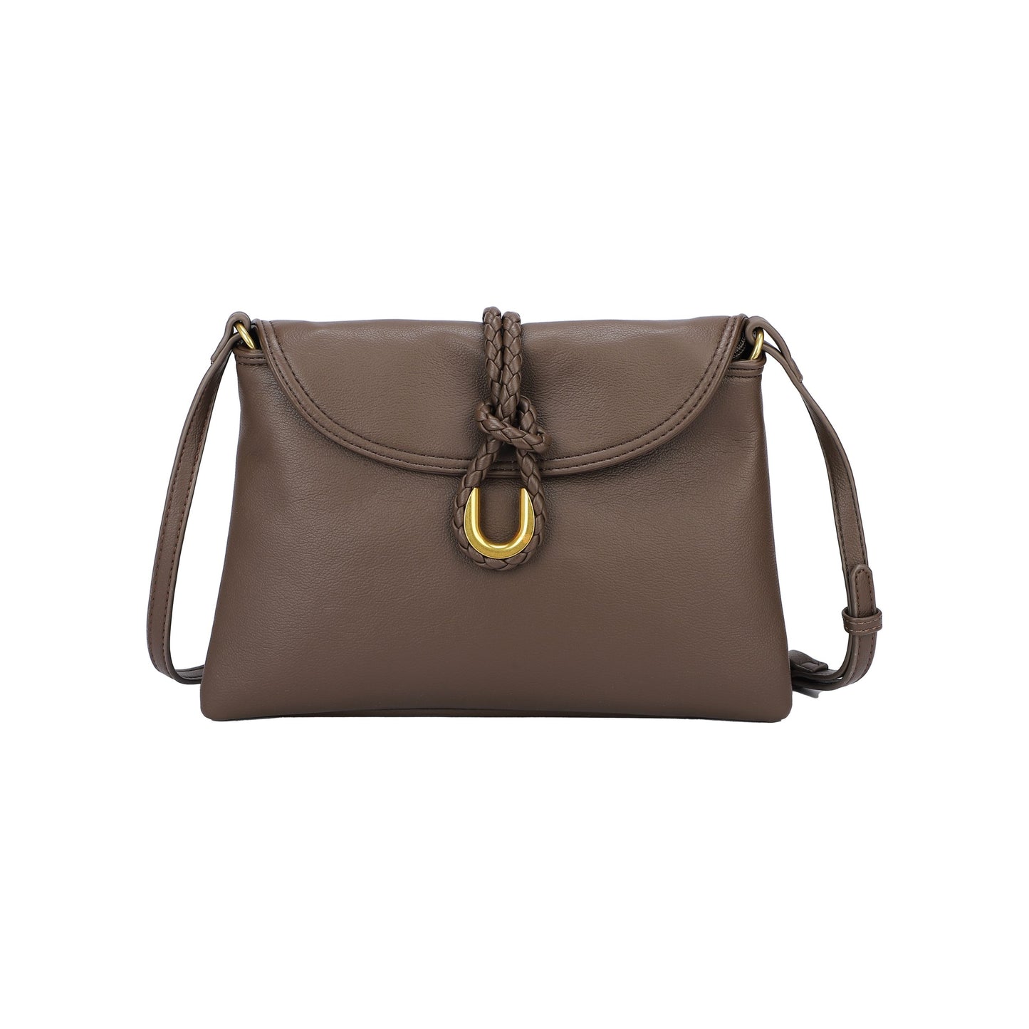 Bolso tipo sobre efecto piel con cierre trenzado color café - mbyou