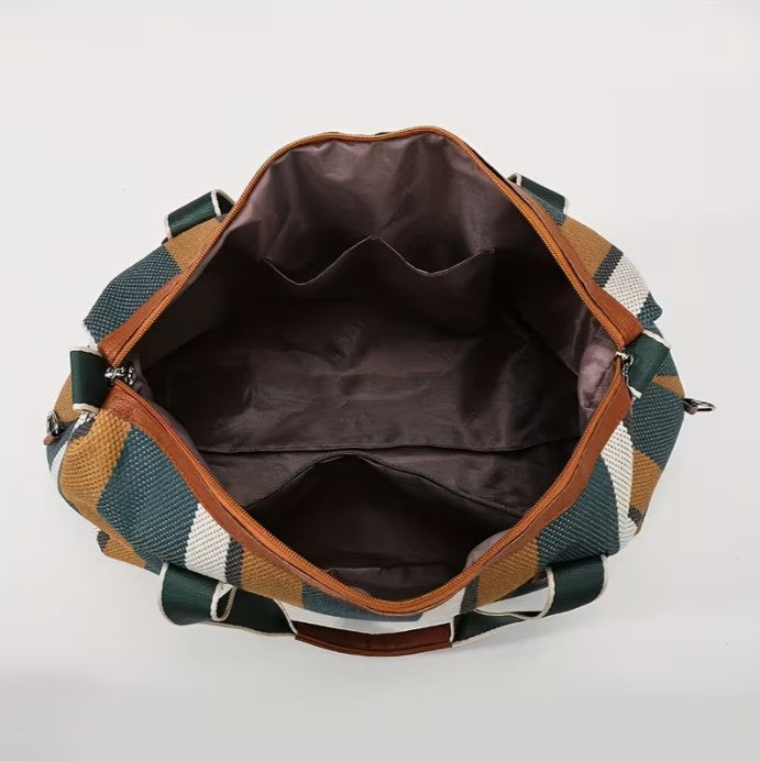 Bolsa de viaje grande con estampado a rayas en verde - Moments by You