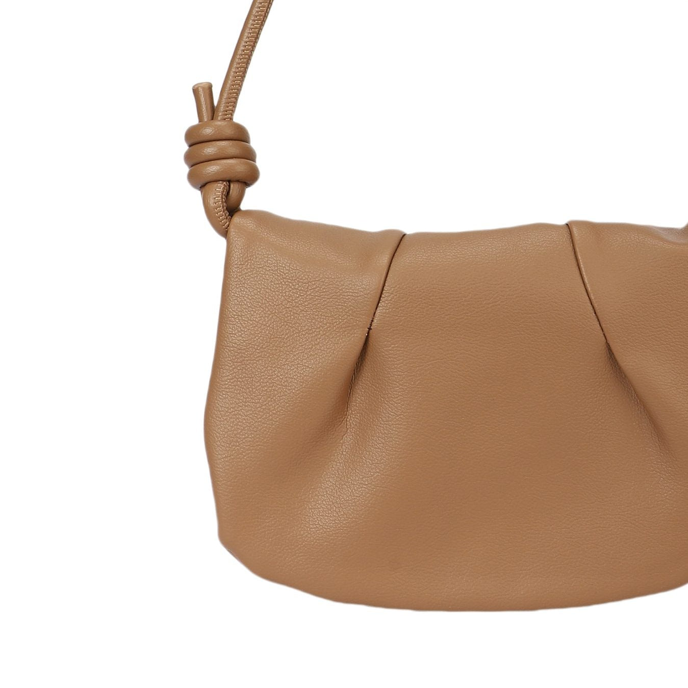 Bolso bandolera con solapa plisada y nudos color camel - mbyou