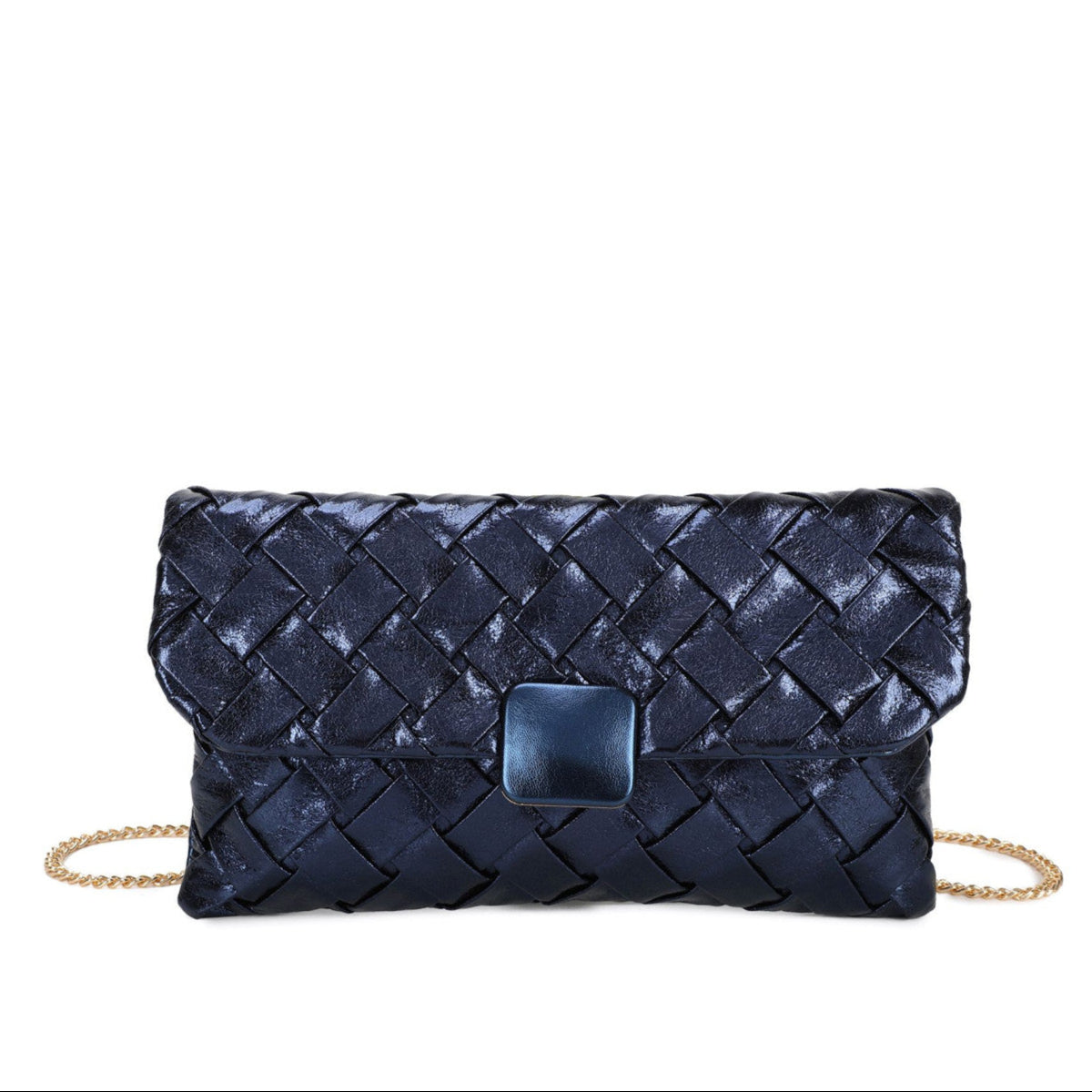 Black satin party clutch handbag with cross straps