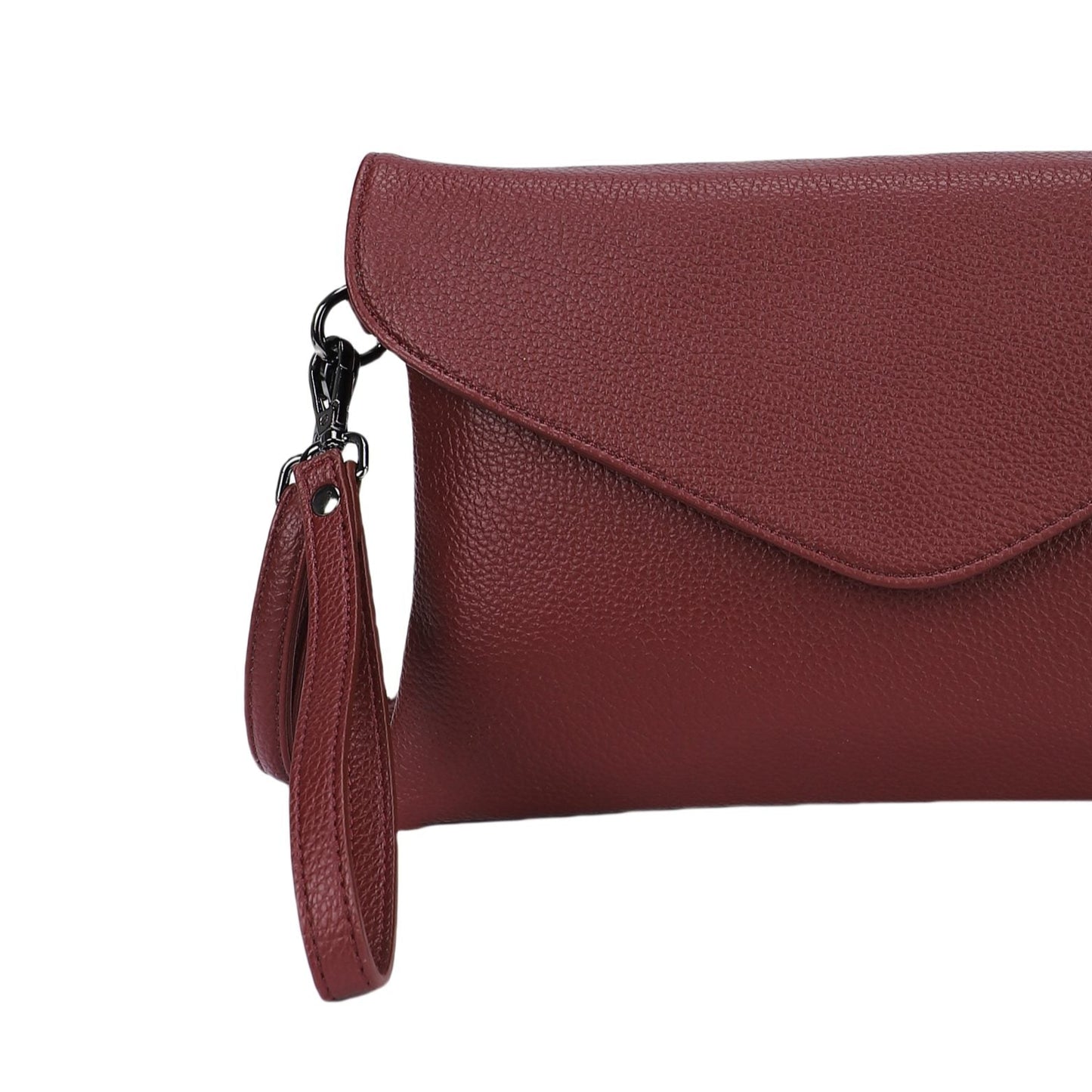 Bolso tipo sobre básico con solapa triangular y bandolera color burdeos - mbyou