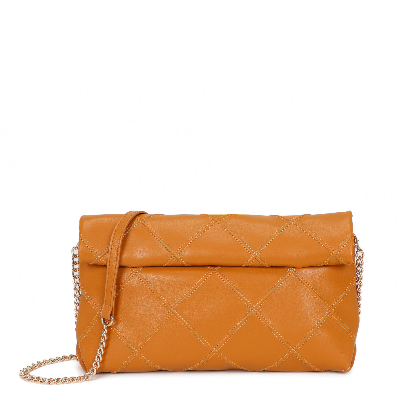 Bolso bandolera efecto piel con detalle cuadriculado color camel - mbyou
