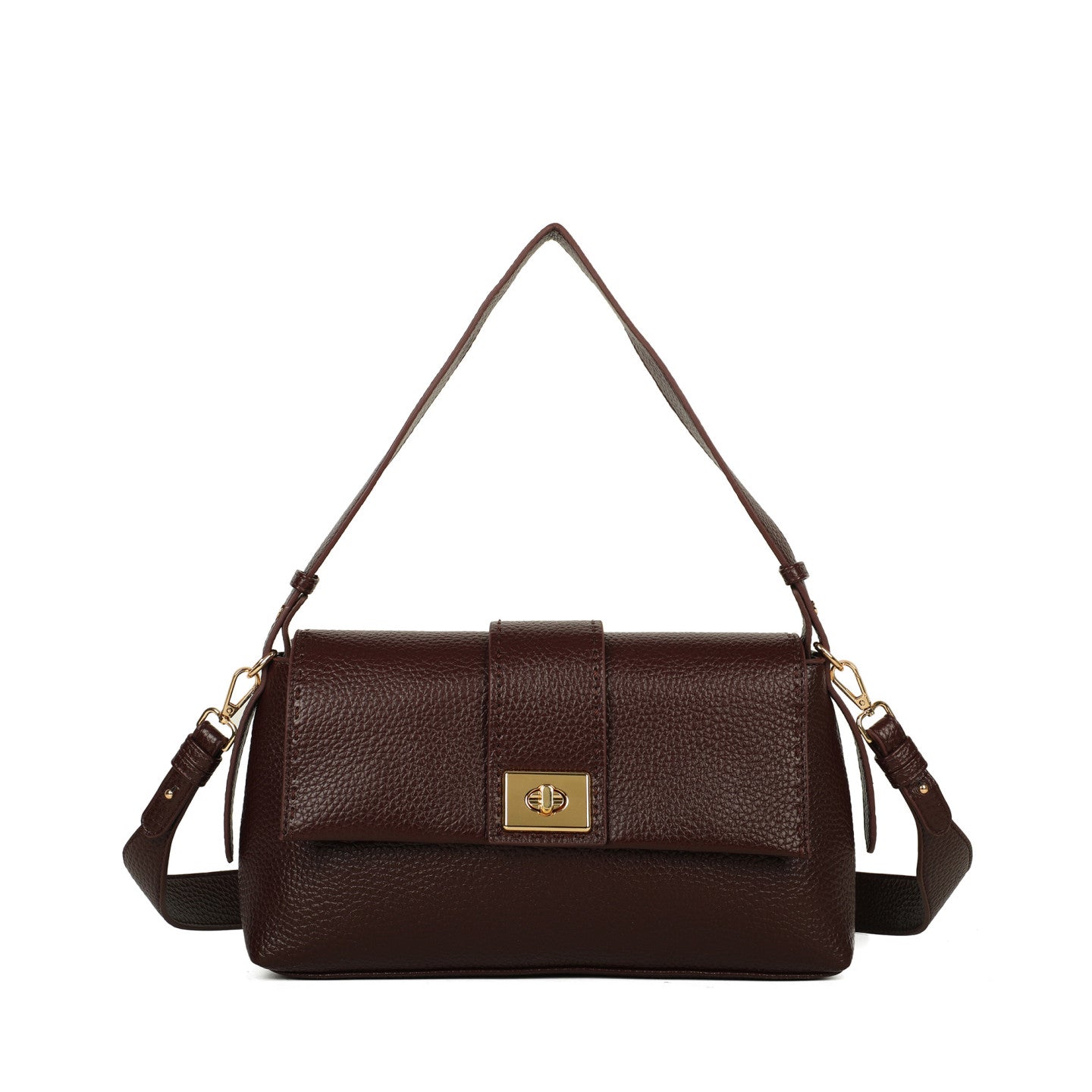 Bolso con asa y bandolera con solapa efecto piel en color burdeos oscuro - mbyou