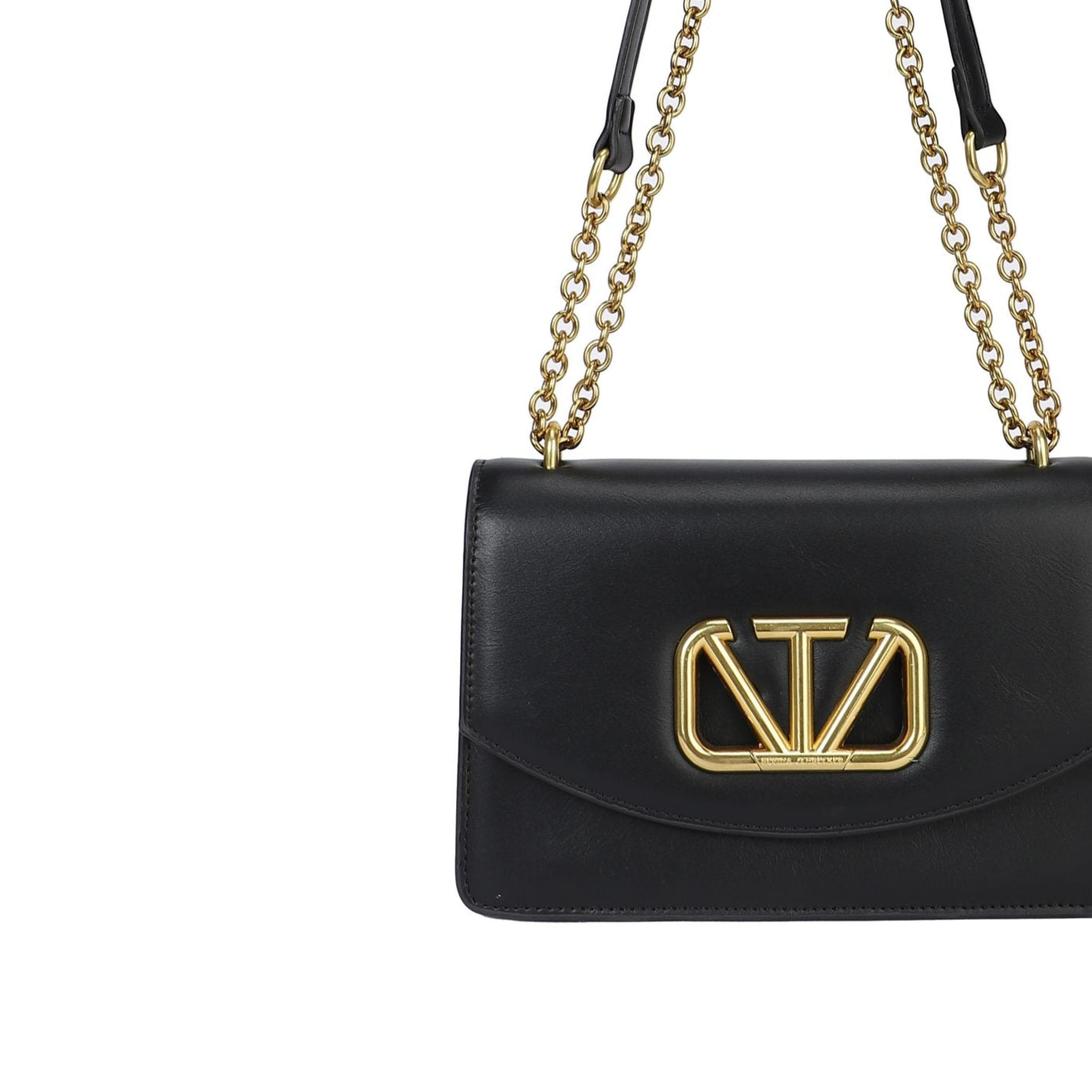 Bolso bandolera rígido con solapa y detalle de logo dorado color negro - mbyou