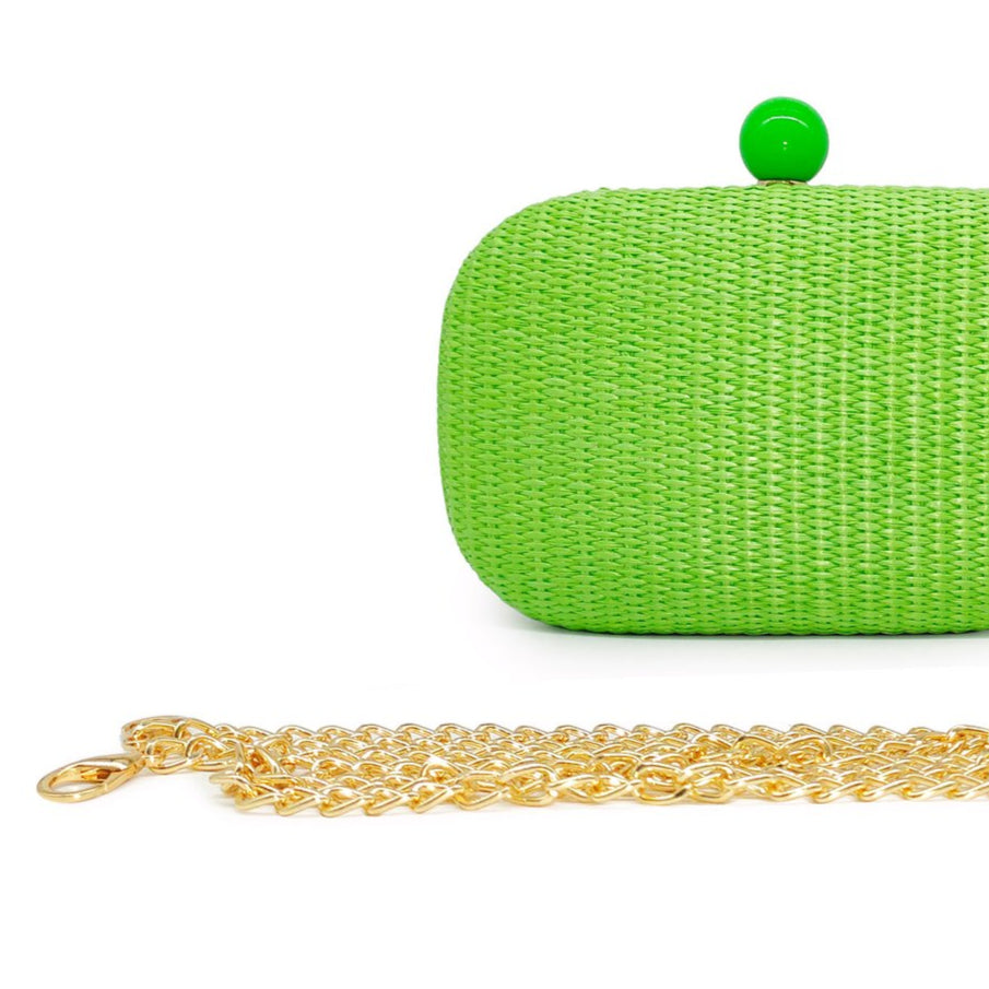 Bolso de mano tipo clutch de rafia verde- mbyou - Moments by You