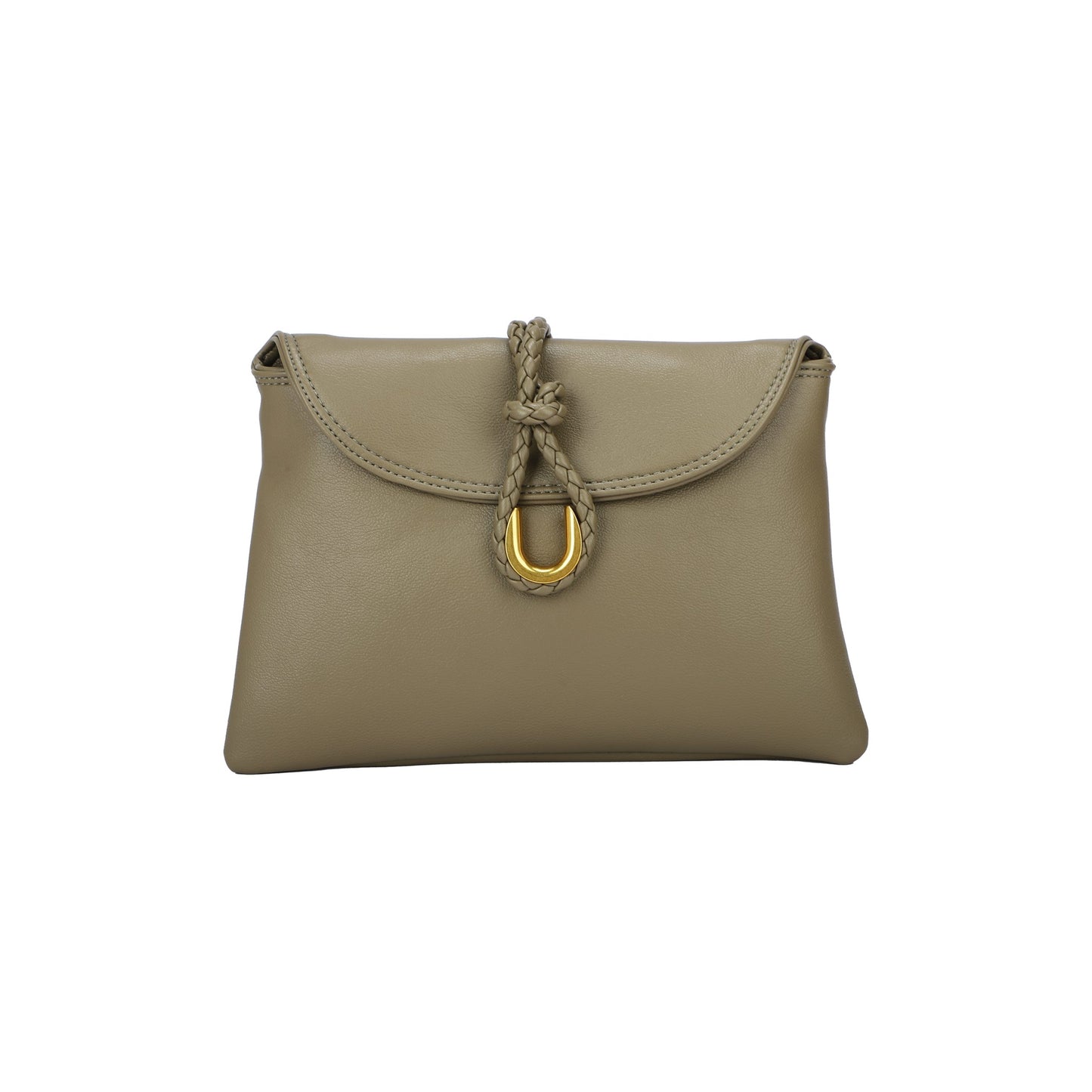 Bolso tipo sobre efecto piel con cierre trenzado color verde kaki - mbyou