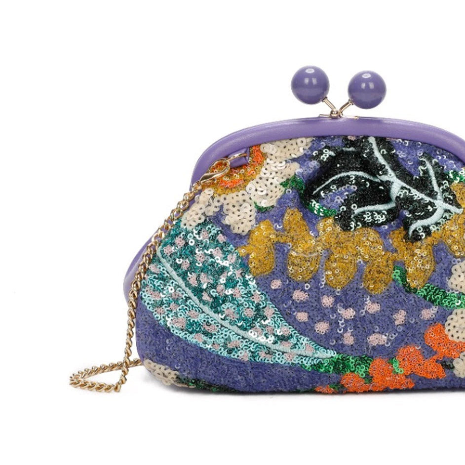 Bolso de fiesta con cierre vintage y lentejuelas con estampado floral - Moments by You