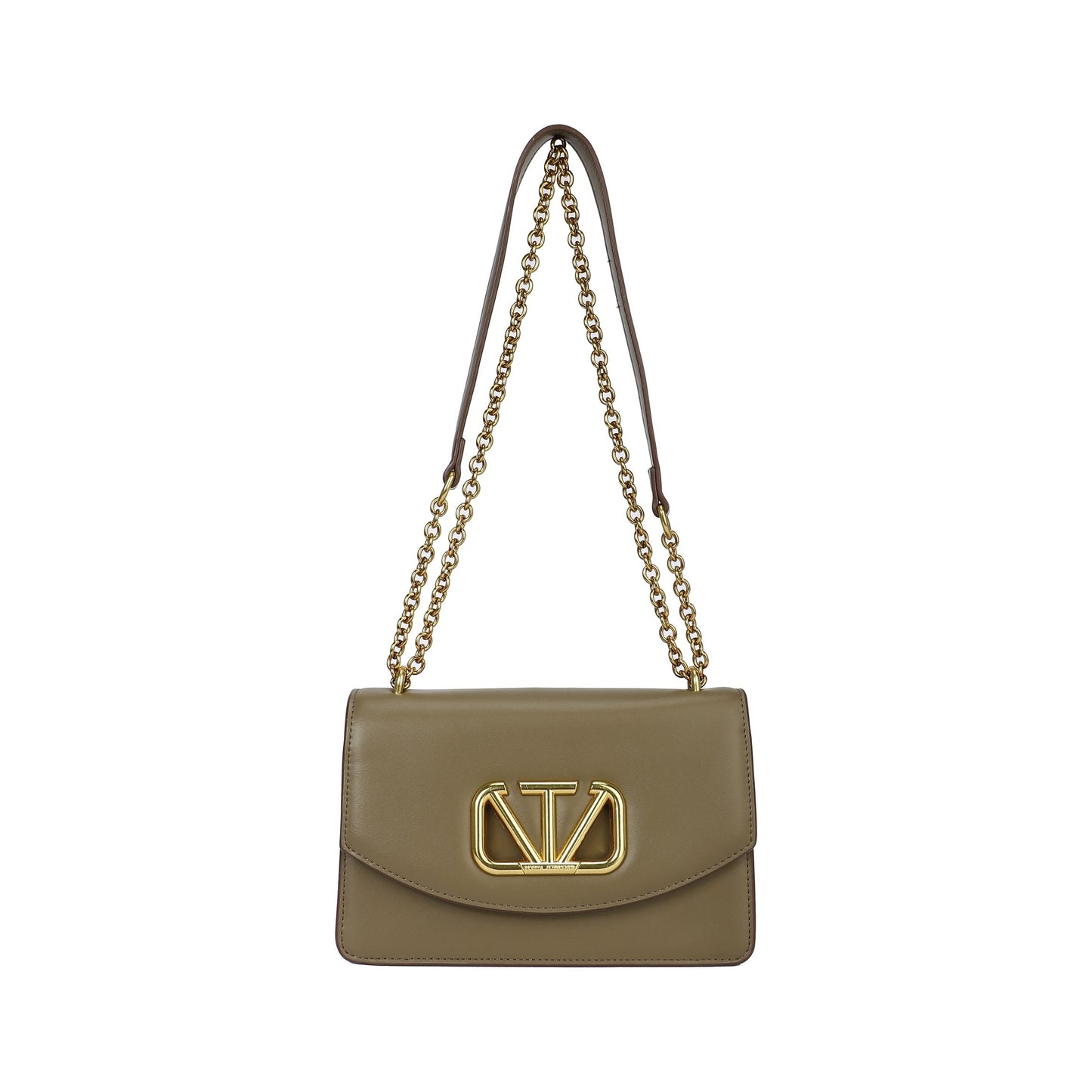 Bolso bandolera rígido con solapa y detalle de logo dorado color verde oliva - mbyou