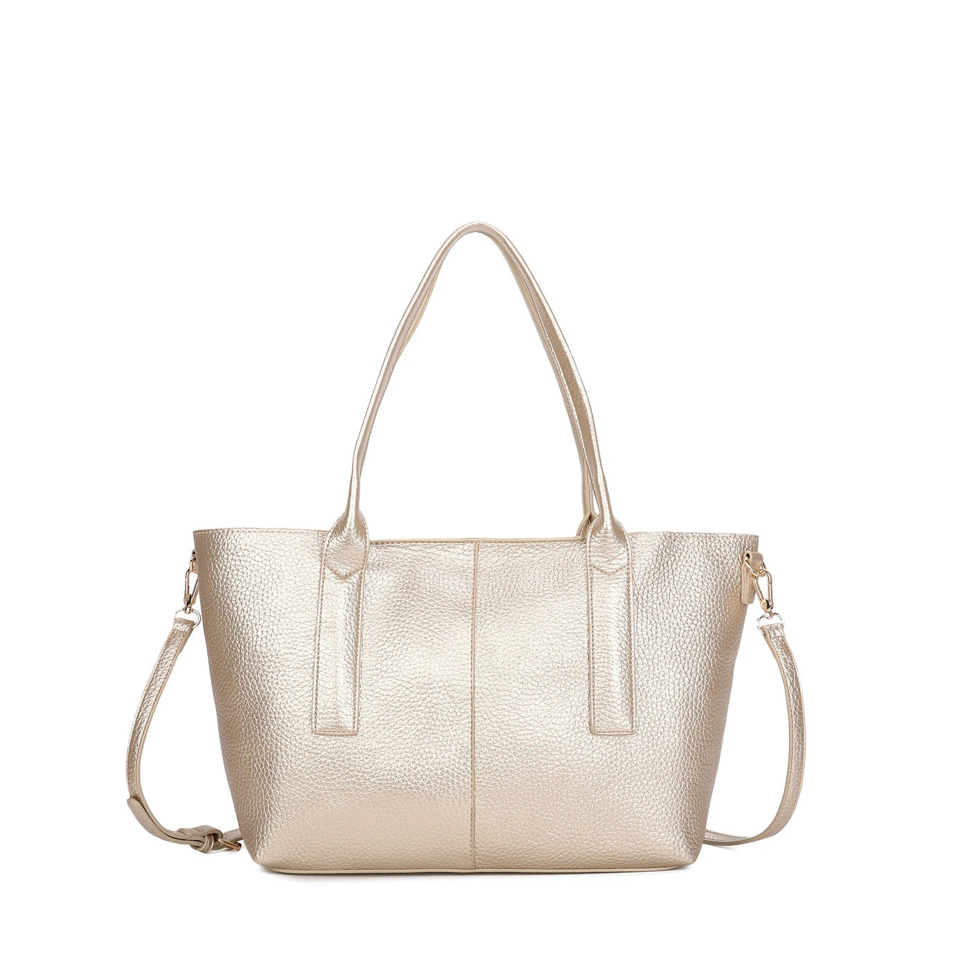 Bolso shopper liso con neceser interior y detalle colgante color dorado - mbyou