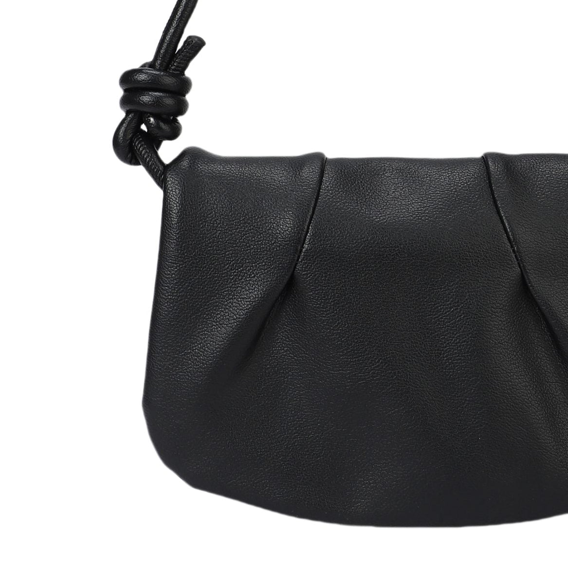 Bolso bandolera con solapa plisada y nudos color negro - mbyou