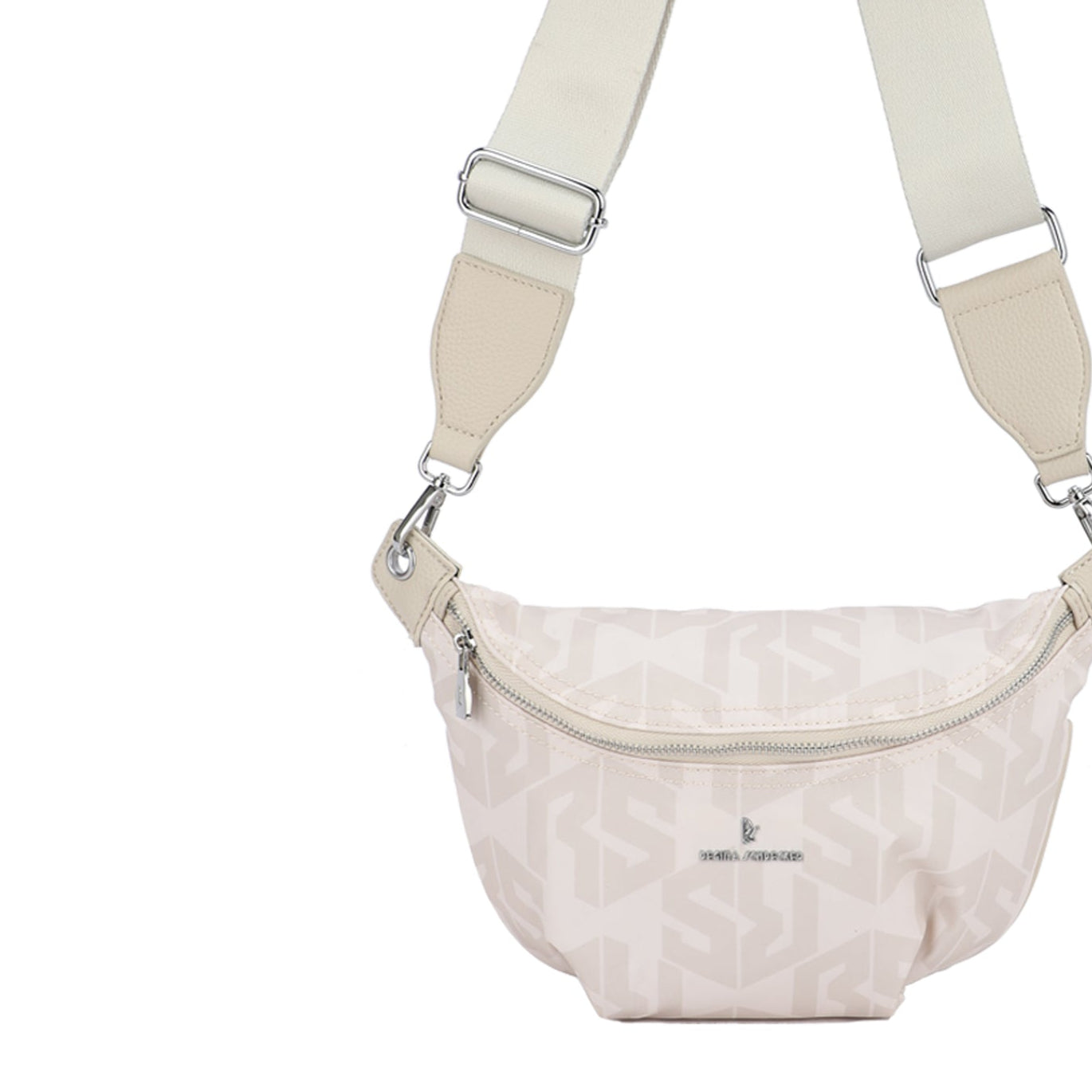 Riñonera de tela con estampado geométrico en beige - mbyou