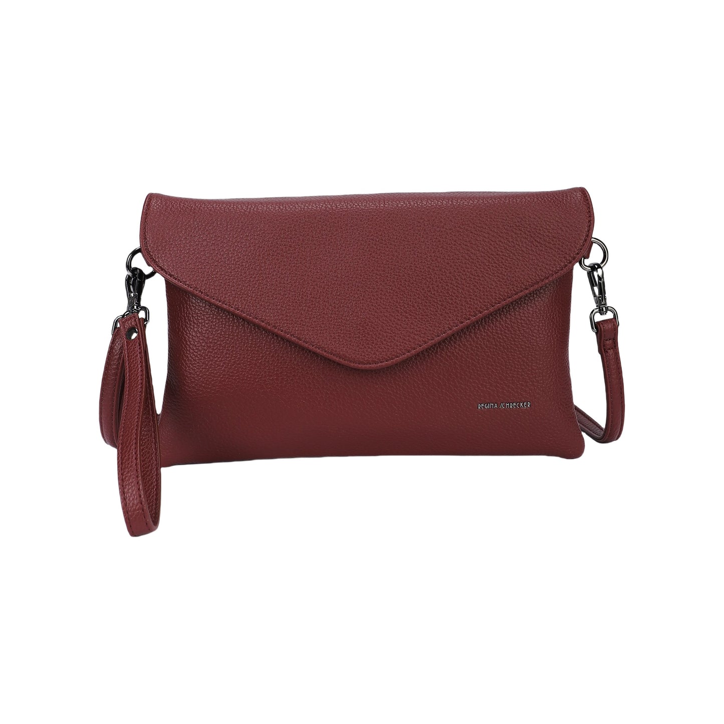 Bolso tipo sobre básico con solapa triangular y bandolera color burdeos - mbyou
