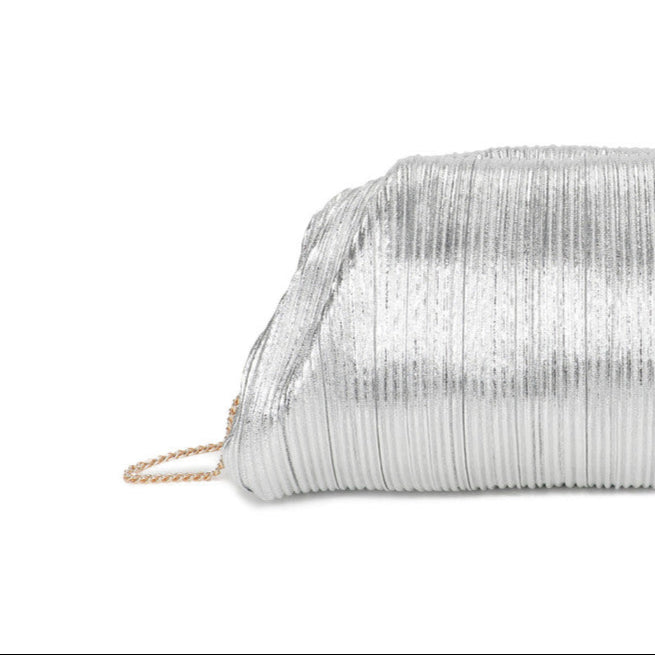 Bolso de mano de fiesta plisado color plateado - mbyou - Moments by You