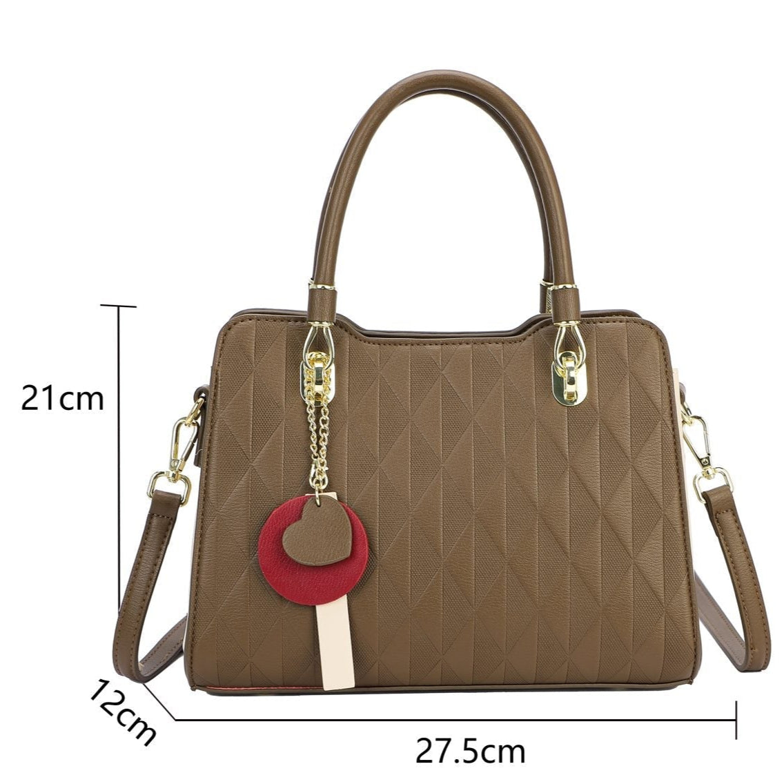 Bolso de mano con estampado geométrico en parte trasera y liso con el logo en dorado color negro - mbyou