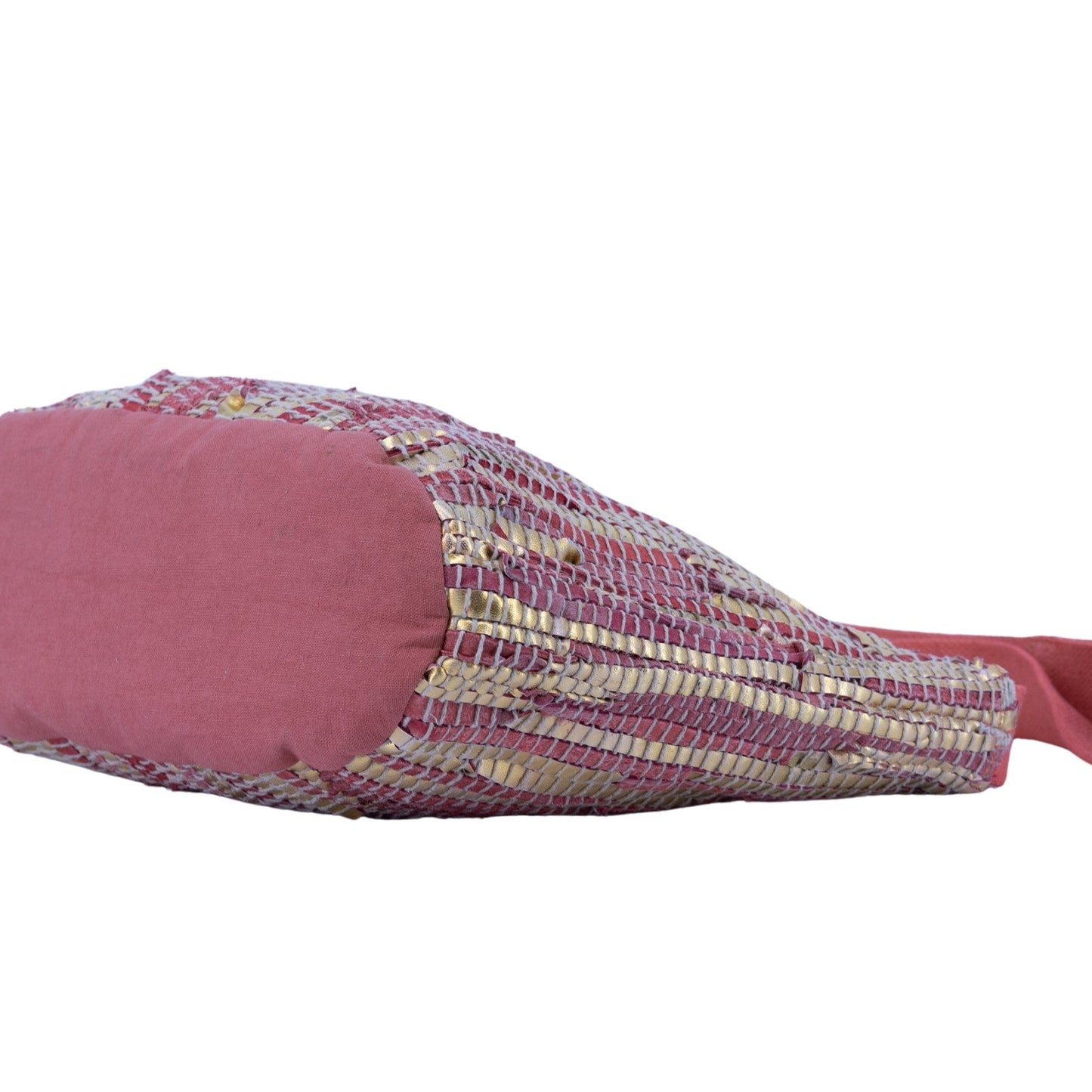 Bolso mediano bandolera piel de vacuno a jarapas en color coral y dorado - mbyou