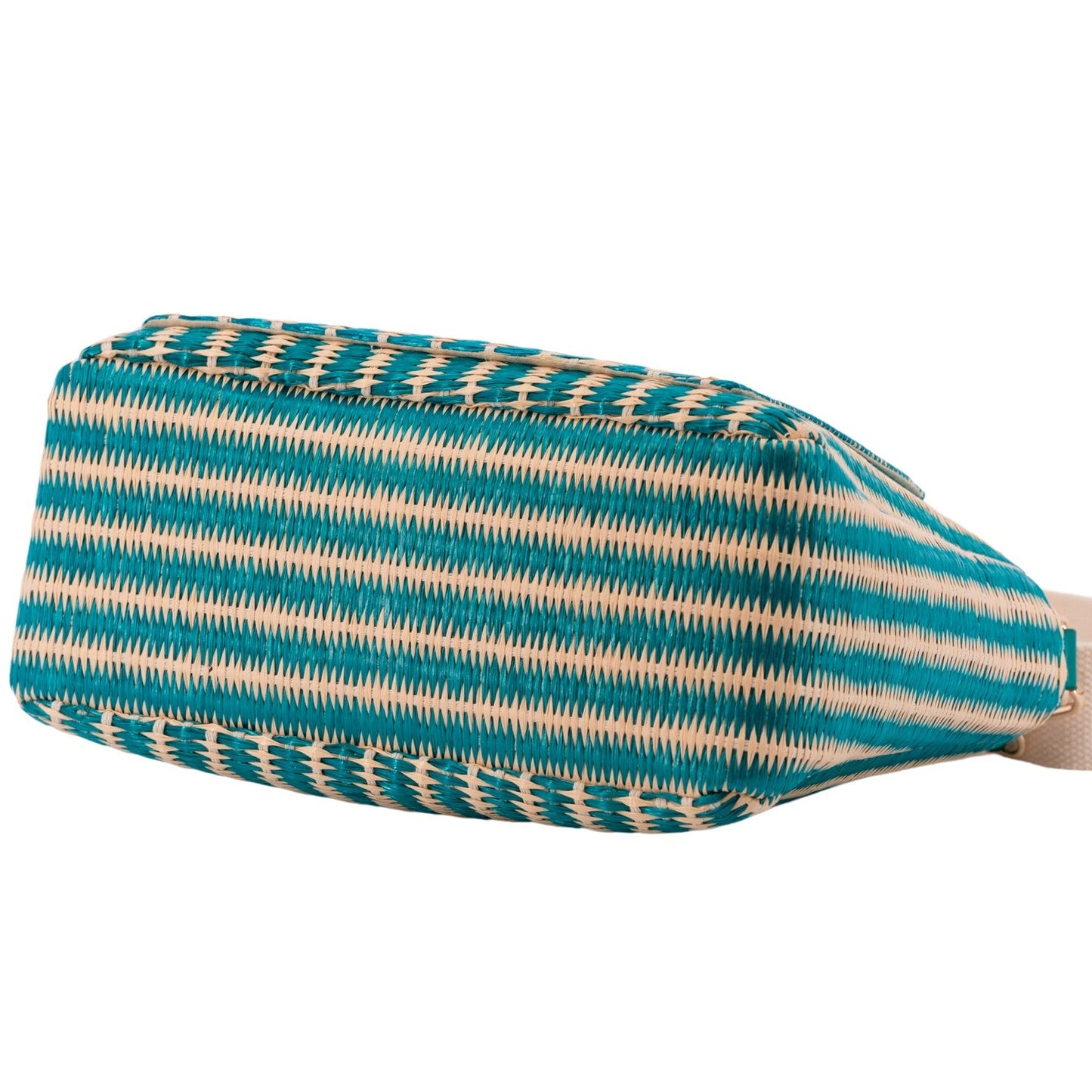 Bolso pequeño de mano y bandolera de rafia en azul y beige - mbyou - Moments by You