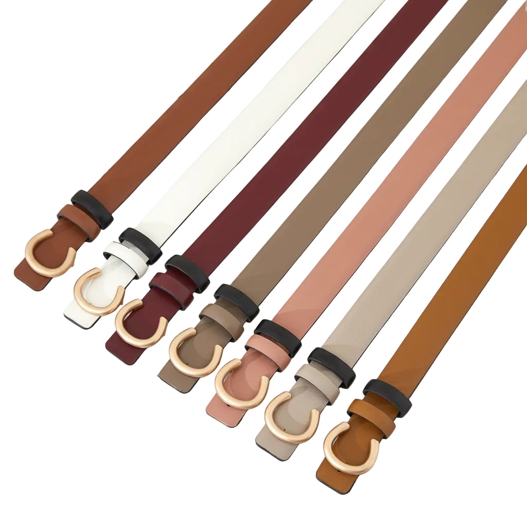 Cinturón mujer piel 100% vacuno con hebilla redonda reversible en varios colores