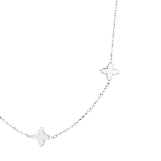 Collier acier argent zircone