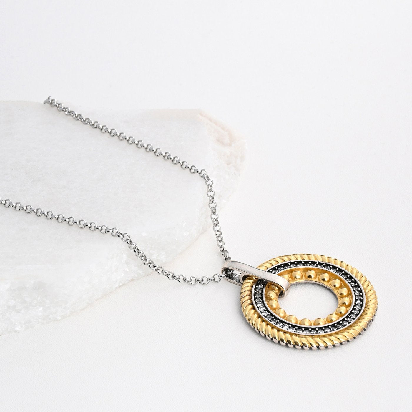 Golden Aztec steel necklace and blue stones
