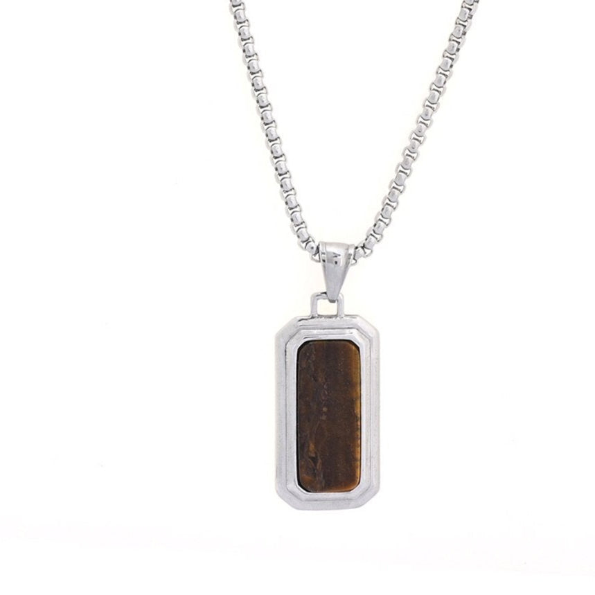 Collar de acero inoxidable con colgante geométrico marrón - mbyou - Moments by You