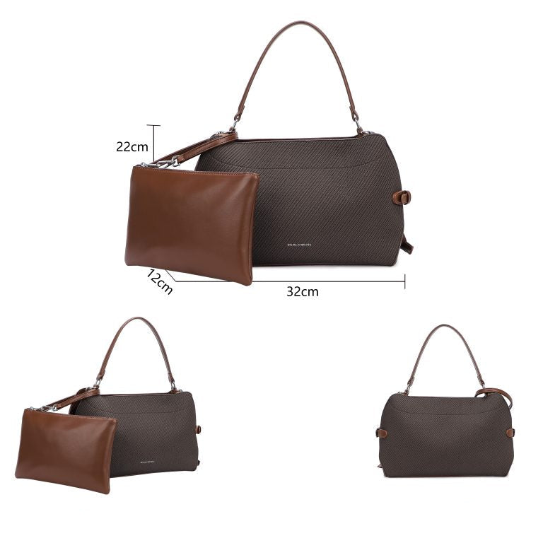 Bolso de hombro y bandolera con estampado jaspeado en tono beige - mbyou