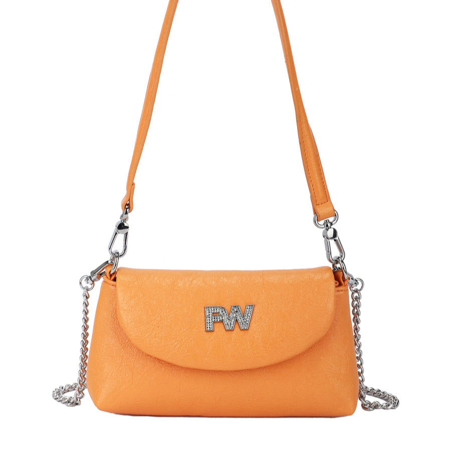 Plain orange velvet party handbag