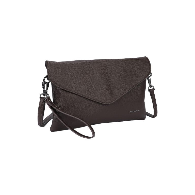 Bolso tipo sobre básico con solapa triangular y bandolera color negro - mbyou
