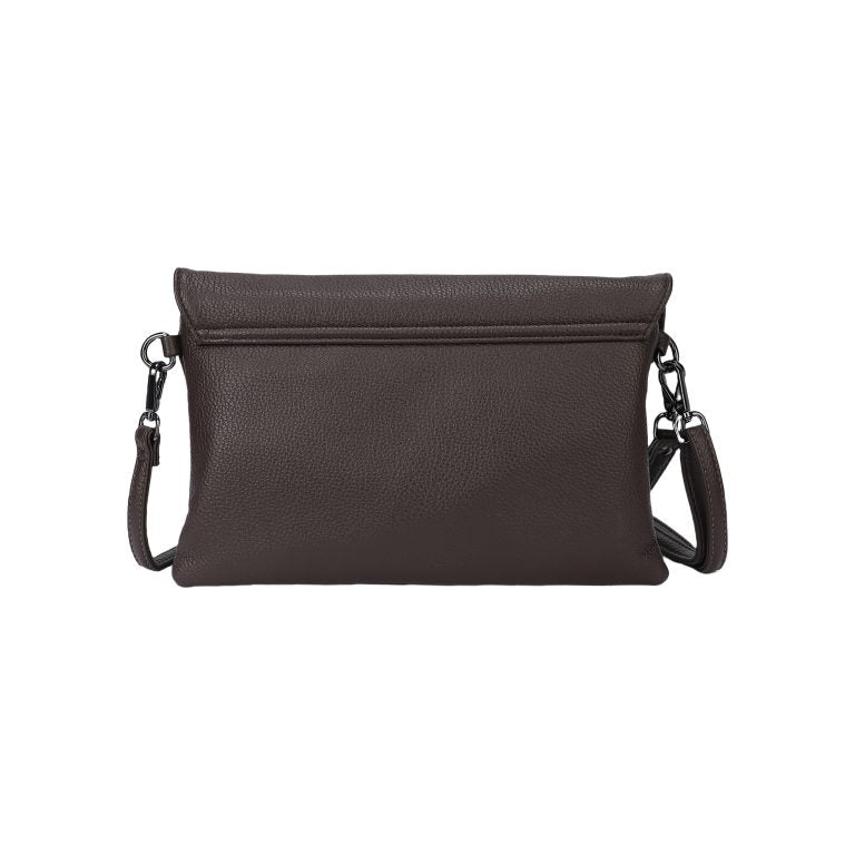 Bolso tipo sobre básico con solapa triangular y bandolera color negro - mbyou